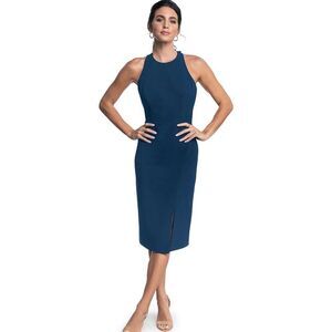 Dress the Population Women's Emme High Neck Tie Back BodyCon Midi Dress